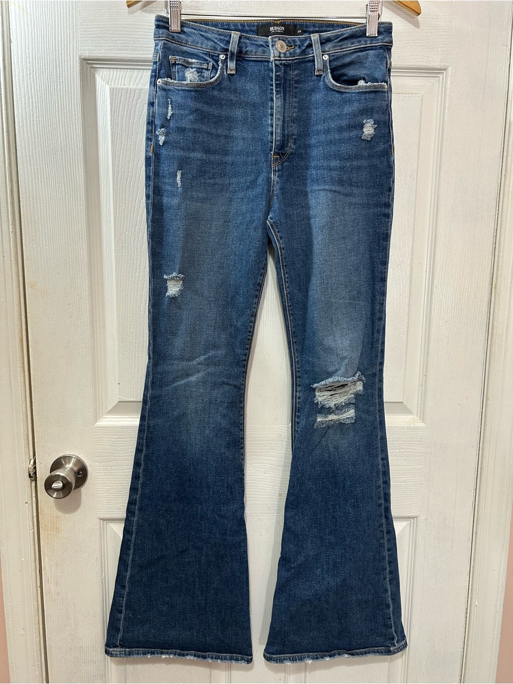 Hudson Jeans Holly Flare High Rise Distressed Denim Size 29